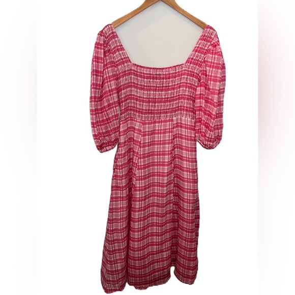 🩷Olivia James Bridget Country Plaid Pink Midi Dress - Picture 4 of 8
